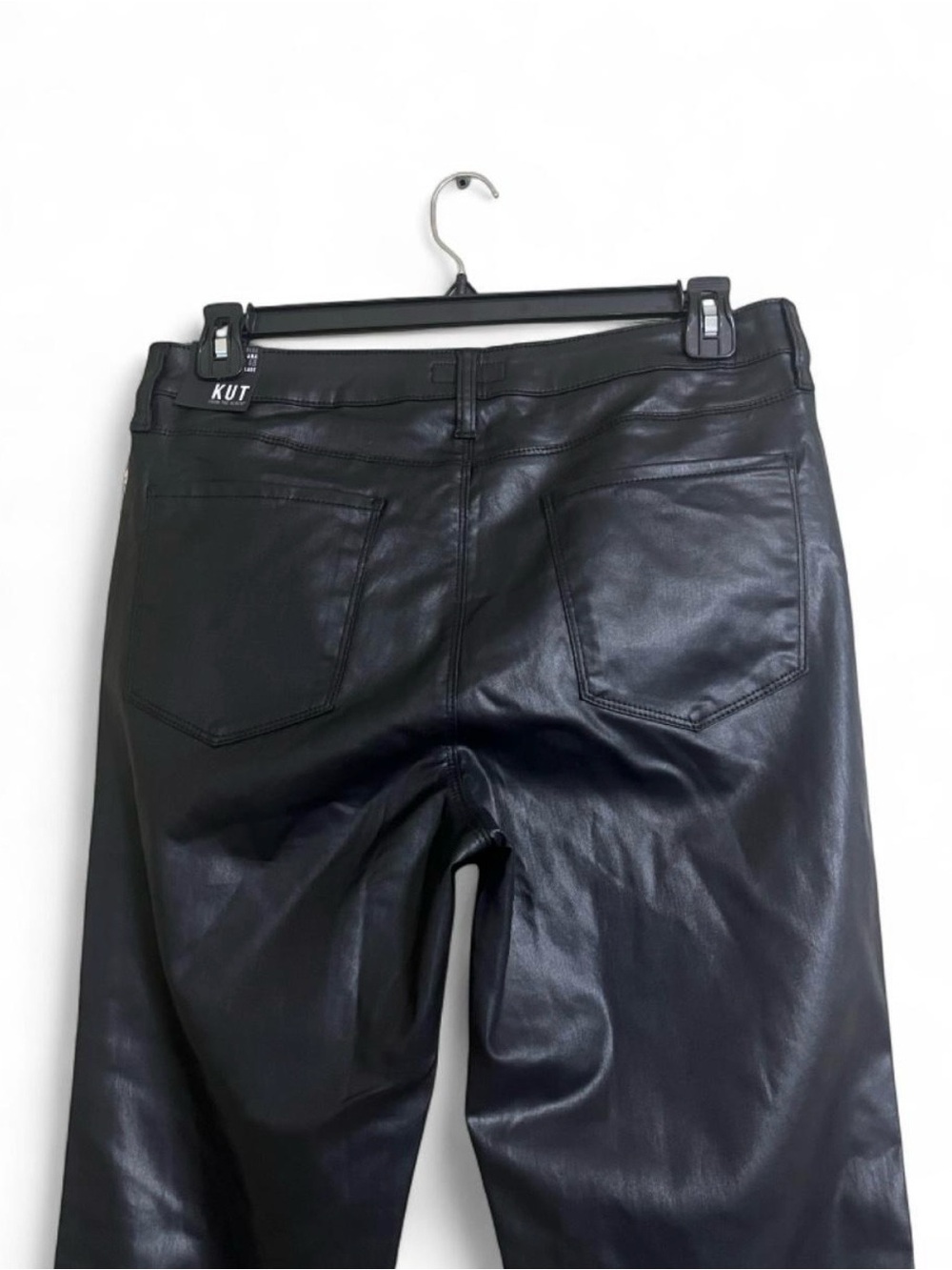 Kut from the Kloth Faux Leather Pants Sz 14 ANA Flared High Rise Modal Blend - Picture 6 of 8